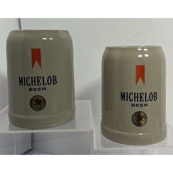 Vintage 2 MICHELOB Beer German Large Ceramic Beer Mug RARE .5L Peter Simon GERZ - Picture 1 of 13